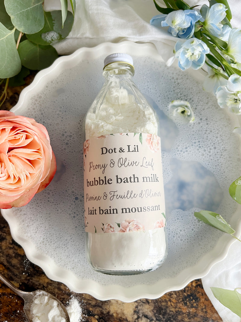 NOUVEAU - lait bain moussant pivoine & feuille d'olivier