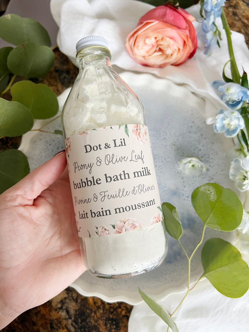 NOUVEAU - lait bain moussant pivoine & feuille d'olivier