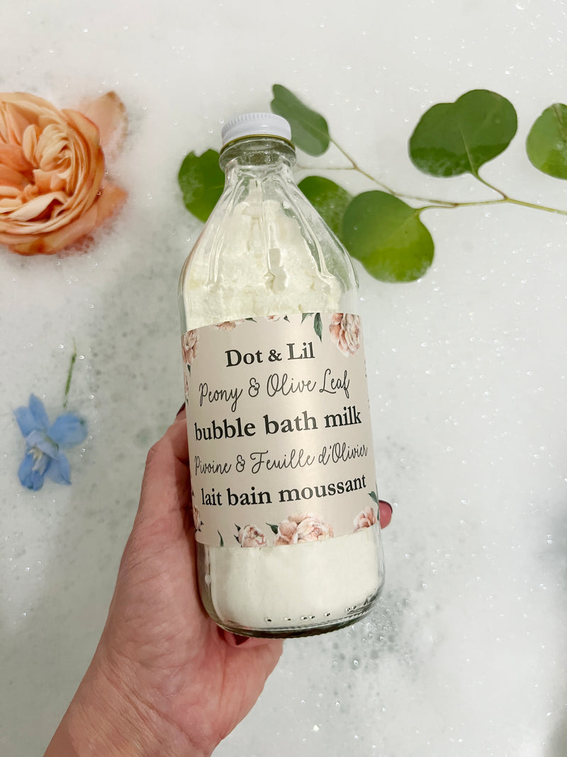 NOUVEAU - lait bain moussant pivoine & feuille d'olivier